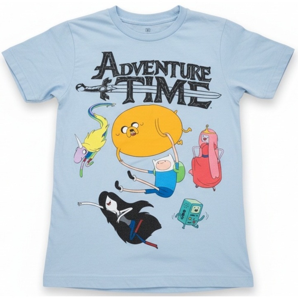 Adventure Time Cartoon Network Kids Small T Shirt Blue Graphic Short Sleeve Tee